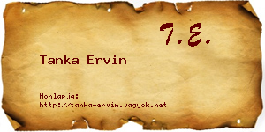 Tanka Ervin névjegykártya